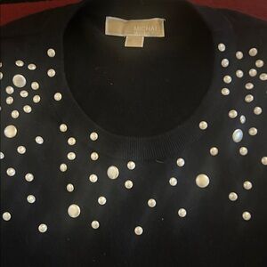 Michael Kors Black Sweater with Pearl Accents
